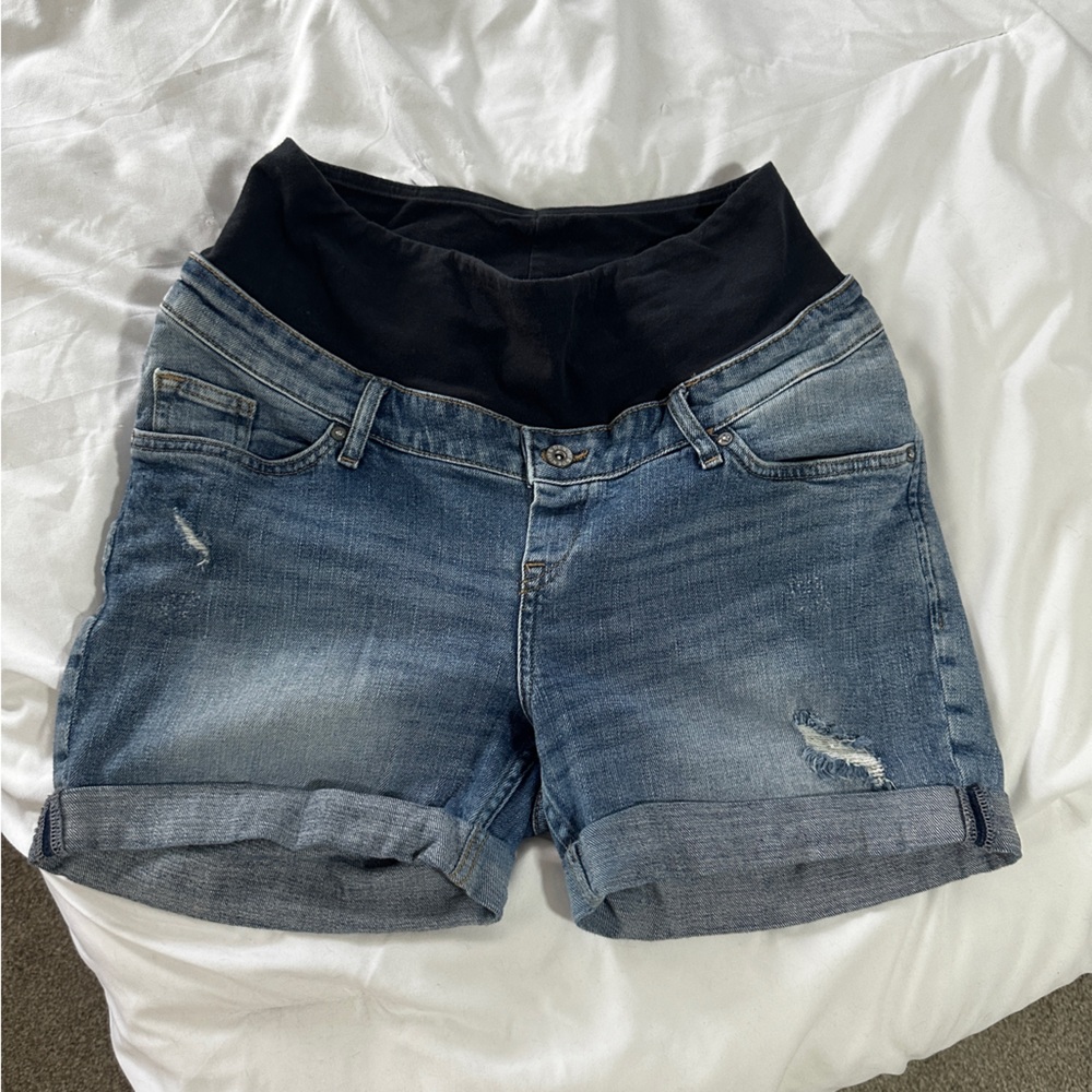 H&M Blue Jean Shorts with Black Waistband